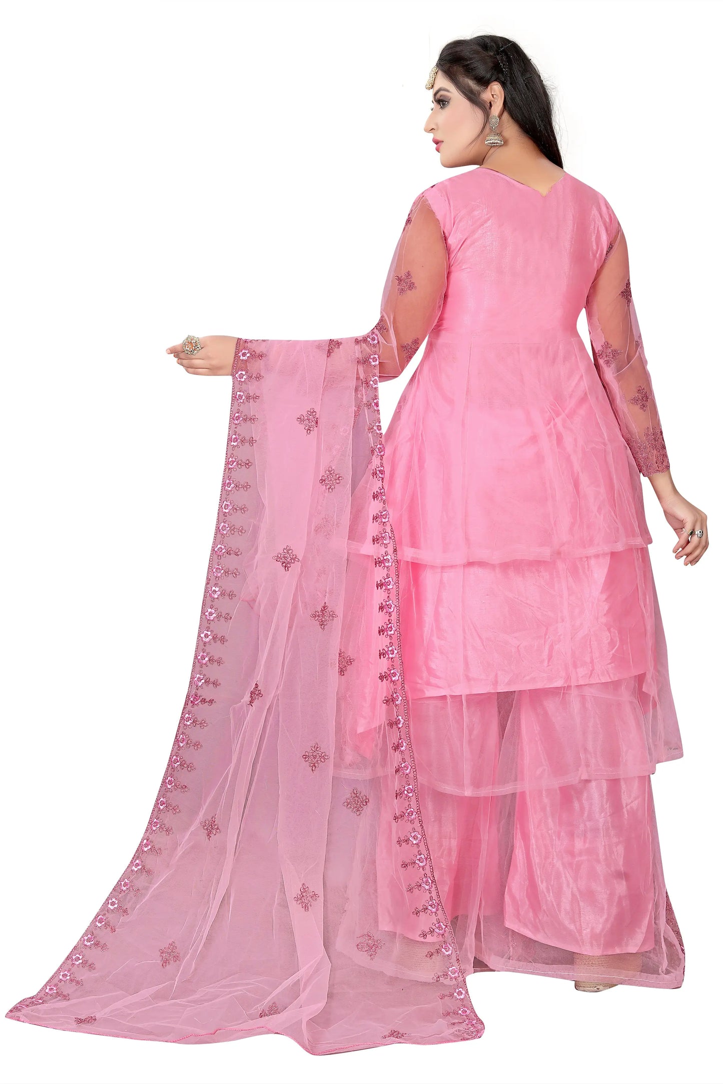 Embroidered Kurta, Plazo & Dupatta Set SHREENATHJI WORLD