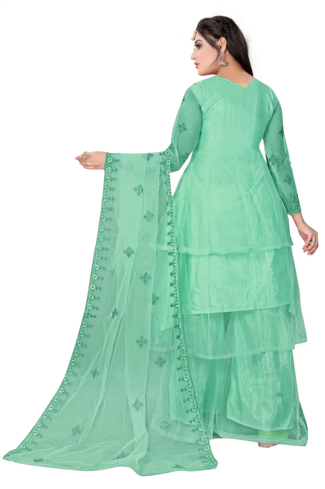Embroidered Kurta, Plazo & Dupatta Set SHREENATHJI WORLD