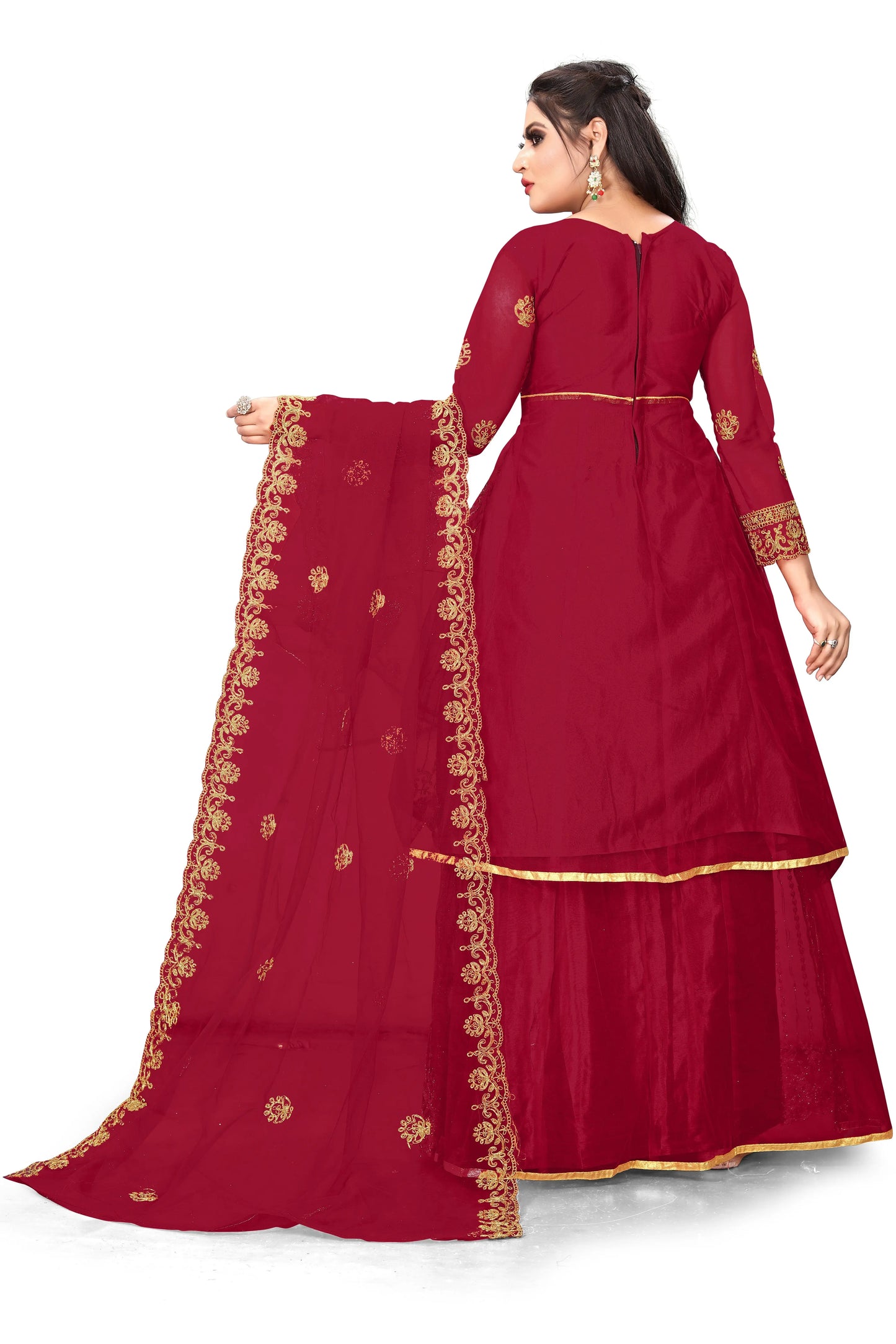 Embroidered Kurta, Sharara & Dupatta Set SHREENATHJI WORLD