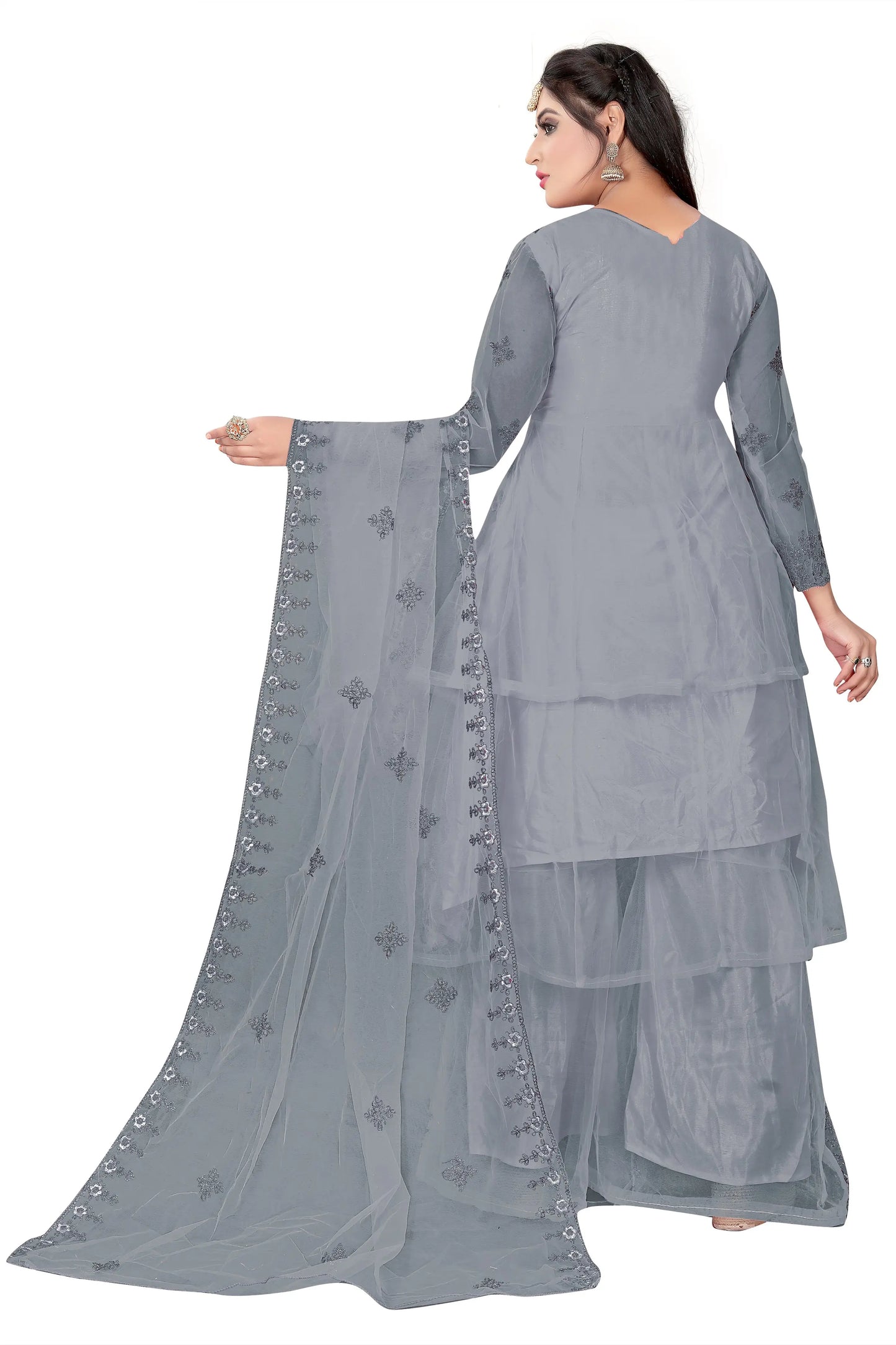 Embroidered Kurta, Plazo & Dupatta Set SHREENATHJI WORLD