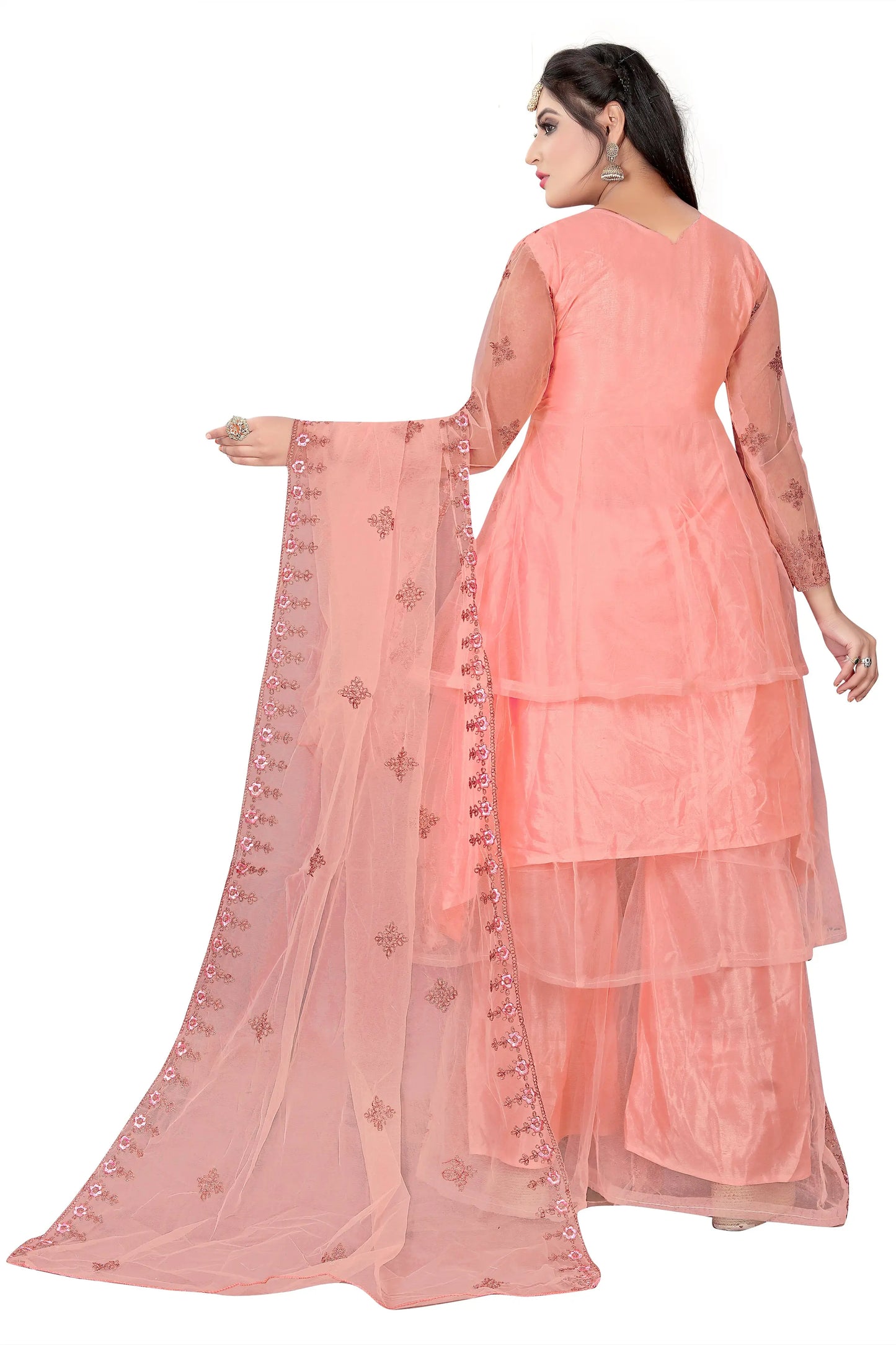Embroidered Kurta, Plazo & Dupatta Set SHREENATHJI WORLD