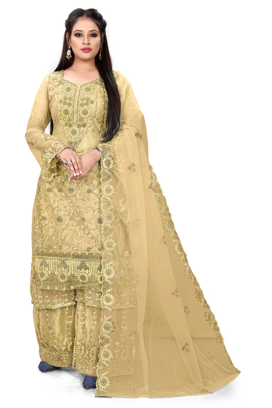 Net Embroidered Kurta & Palazzo Material  (Semi Stitched) SHREENATHJI WORLD