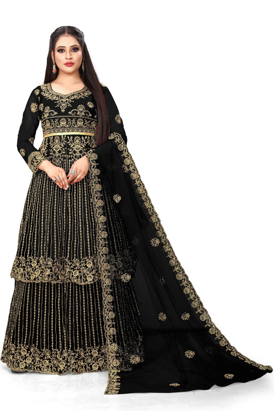 Embroidered Kurta, Sharara & Dupatta Set SHREENATHJI WORLD