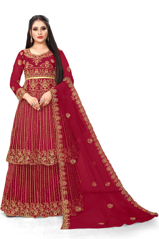 Embroidered Kurta, Sharara & Dupatta Set SHREENATHJI WORLD