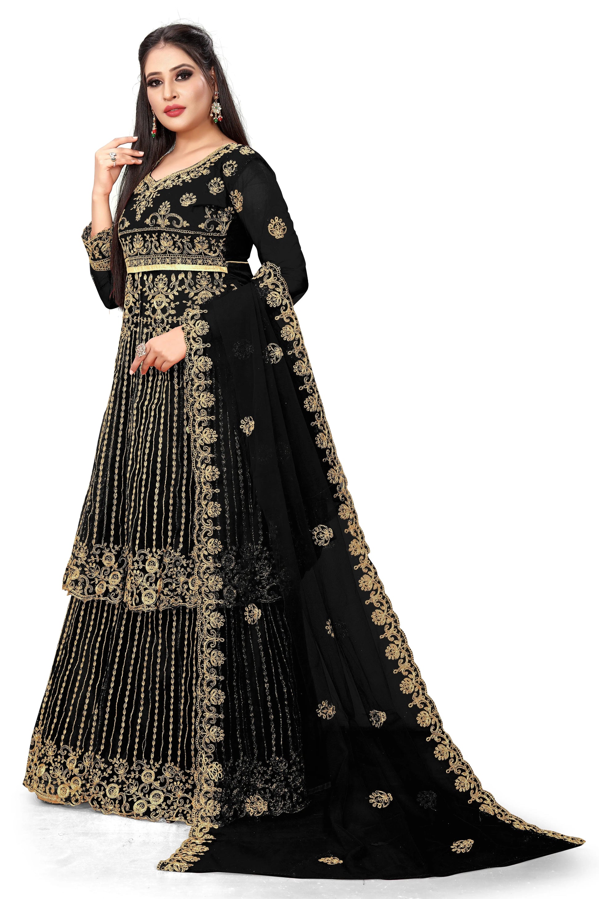 Embroidered Kurta, Sharara & Dupatta Set SHREENATHJI WORLD